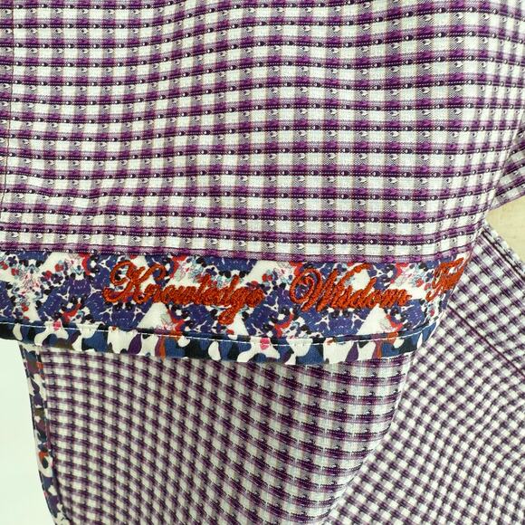 Robert Graham Woven Button Front Long Sleeve Casual Shirt Purple White Check M - Picture 4 of 9